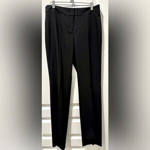 AKRIS .punto Summer-weight Wool Flat Front Front Zip Straight Leg Black Pants